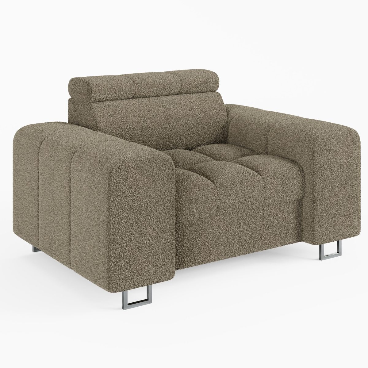 Fotel w przyjemnej tkaninie boucle